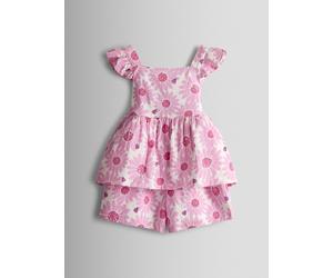JOJO MAMAN BÉBÉ Floral 2 Piece Frill Shoulder Top And Short Set 2-3 Years
