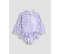 Jojo Maman Bébé Lemon Gingham Long Sleeve Swimsuit (6 Mths - 6 Yrs) - 6-12M - Purple Mix, Purple Mix