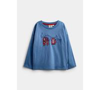 JOJO MAMAN BÉBÉ London Bus Applique Top Blue Marl 18-24 months