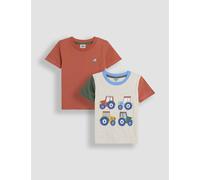 Jojo Maman Bébé male 2-Pack Pure Cotton Tractor T-Shirts (0-3 Yrs) - 6-12M - Multi, Multi