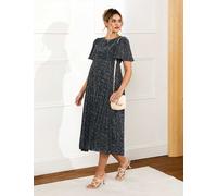 JoJo Maman Bébé Maternity Chiffon Polka Dot Midi Dress Navy