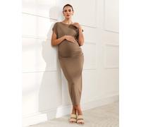 JoJo Maman Bébé Maternity Midi Bodycon Dress Light Brown