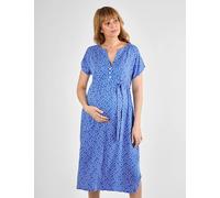 Jojo Maman Bébé Maternity Printed Notch Neck Midi Dress - Blue Mix, Blue Mix