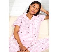 JoJo Maman Bébé Maternity Pure Cotton Striped Pyjama Set Pink Mix