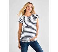 JoJo Maman Bébé Maternity Pure Cotton Striped T-Shirt White Mix