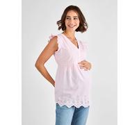 Jojo Maman Bébé Maternity Pure Cotton Striped V-Neck Top - Pink Mix, Pink Mix