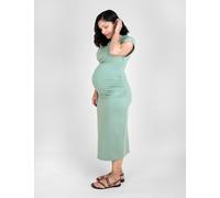 JoJo Maman Bébé Maternity Ruched Midi Bodycon Dress Sage