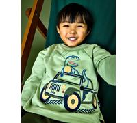 JoJo Maman Bébé Pure Cotton Driving T-Rex Top (1-5 Yrs) Green Mix