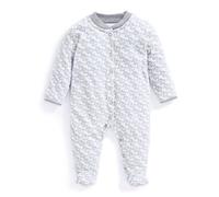 Jojo Maman Bébé Pure Cotton Elephant Sleepsuit (6½lbs-1 Yrs) - NB - Grey Mix, Grey Mix