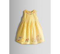 JoJo Maman Bébé Pure Cotton Gingham Duck & Bunny Dress (6 Mths-7 Yrs) Yellow