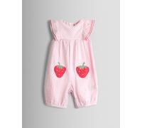 JoJo Maman Bébé Pure Cotton Gingham Strawberry All in One (0 Mths-3 Yrs) Light Pink