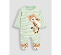 Jojo Maman Bébé Pure Cotton Striped Tiger Sleepsuit (0-12 Mths) - NB - Green Mix, Green Mix
