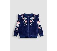 JOJO MAMAN BÉBÉ Unicorn & Floral Embroidered Frill Velour Jacket 6-7 Years