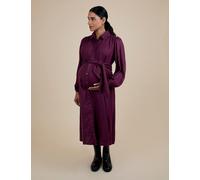 Jojo Maman Bébé Women's Maternity Polka Dot Collared Midi Shirt Dress - Burgundy, Burgundy