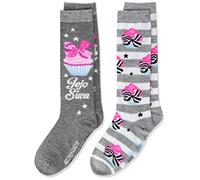 JoJo Siwa Girls' 2 Pack Knee High Socks, Grey Multi, 5-7.5 UK
