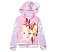 Jojo Siwa Girls' Little Big Face Zip Up Hoodie with Bow on Hood, Light pink/lilac M-5/6