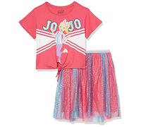 JoJo Siwa Girl's Tie Front Tee & Tulle Skirt Set Bundle 4-18 T-Shirt, Hot Pink, 7-8