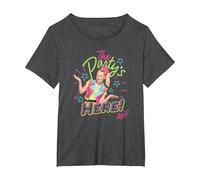 JoJo Siwa The Party's Here! Birthday Poster T-Shirt, Women's Plus, Dark Heather Grey, 3X