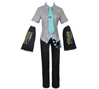 JOJO STYLE Cosplay Costume Anime Hatsune Miku Cosplay Costume Halloween Carnival Costume Props for Adults- Including Clothes + Pants + Tie + Accessories,Gray,M