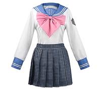 JOJO STYLE Manga Carnival Costume Cosplay Danganronpa Maizono Sayaka Uniform Outfits Costume Props for Adults Including Top + Skirt + Bow + Socks for Stage Play, Cosplay Party,White,3XL