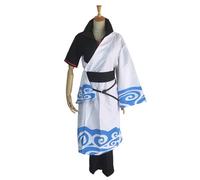 JOJO STYLE Manga Carnival Costume Cosplay GINTAMA Cosplay Costume Anime Sakata Gintoki Costume Props for Adults Including Cloak + Jacket + Pants + Waist Seal + Belt,White,M