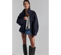 Jojo Washed Oversized Funnel-Neck Jacket at Free People in Black, Size: Medium - female