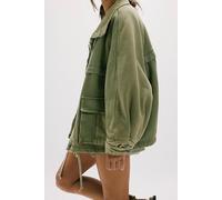 Jojo Washed Oversized Funnel-Neck Jacket at Free People in Oil Green, Size: Small - female
