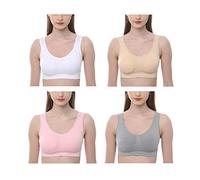 JOJOANS 3/4 Pack Bra Bralette Ultimate Comfort Bra Padded Seamless Plus Size Light Support Sports Bra for Yoga Stretch Wireless Leisure Underwear, S