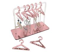 jojobasec Acrylic Earring Holder With 8pcs Hangers Coat Hanger Shape Earring Display Stand With Mirrored Base Jewelry Storage Rack