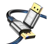 jojobnj 5M DisplayPort 2.1 Cable, 16K@60Hz, 8K@120Hz, 4K@240Hz, HBR3 32.4Gbps, HDR, G-Sync & FreeSync, Compatible with Laptops, Gaming Monitors, PCs & TVs