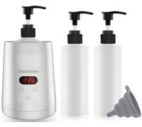 JOJOCOSMO Heated Massage Oil Heater - Electric Hot Oil Warmer & Bottle Set for Professional & Home Spa Use - Fast 360° Heating (86℉-149℉) & 24H Timer Function,2 Warmers Bottles,50W, Sliver