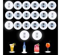 JOJOCY 20 Pack LED Coaster, LED Stickers Lights, Super Bright LED Bottle Lamp with 6 Light Beads, Bar Beer Beverage Coasters for Party Club Birthday Bar Decoration (White)