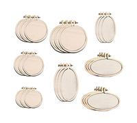 JOJOCY Wooden Mini Embroidery Hoop Mini Crossing Stitch Hoop Mini Ring Embroidery Circle for DIY Pendant Crafts, Round/Oval Vertical/Oval Horizontal (24 Sets&8 Sizes)
