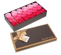 jojofuny 1 Box Imitation Rose Soap Flower with Long-lasting Fragrance and Storage Box, Pink Floral Scented Bath Soap Rose Flower for Porch and Desk Decoration