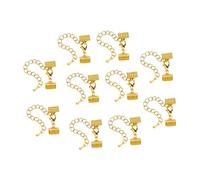 jojofuny 10 Pcs Golden Textured Crimp End Clamps with Ribbon Fastener Clasps Iron Chain and Lobster Buckle for DIY Jewelry Making Suitable for Ribbon Lace Leather Cords Necklaces and