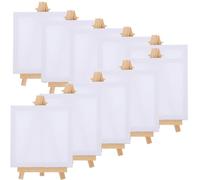 jojofuny 10 Sets DIY Wooden Oil Painting Frames and Mini Easels with Canvas Boards for Students Safe Rounded Edges Multi-Media Compatible Art Drawing Boards for Home and Classroom Use