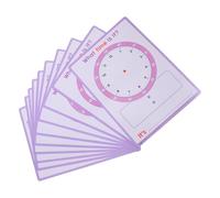 jojofuny 10 Sheets Telling Time Teaching Paper Sheets - Classroom Math Teaching Dual Sided Erasable Telling Time Homework Card For Elementary Students