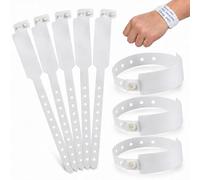 jojofuny 100 Pcs Blank Medical ID Wristbands - Disposable White Hospital Identification Bracelets - Waterproof PVC Patient Tags for Information Recording & Safety Alert