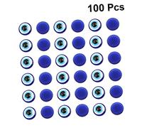 jojofuny 100pcs Devil's Eye Patch Flat Jewelry Craft Eyeballs Bulk Beads Crafts Eye Charms Back Hand Beads Making Prayer Scrapbook DIY Blue