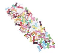 jojofuny 100pcs Dog Bone Shaped Wooden Buttons 25x13mm with 2 Holes for Sewing, DIY Crafts, Scrapbooking, Clothes Decoration, Handmade Craft Accessories