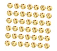 jojofuny 100pcs Golden Plated Spacer Beads for DIY Jewelry Making Seamless Loose Tiny Round Beads for Bracelets Necklaces Earrings and Accessories