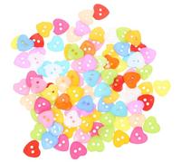 jojofuny 100pcs Heart Shaped Buttons Hearts Plastic Sturdy Cute Assorted Colors for Sewing Crochet Crafts Bags Shirts Random Color