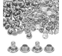 jojofuny 100pcs Silver Copper Double Cap Leather Rivets 5x5mm Solid Metal Snap Fasteners for Handbags, Garment Repairs, and DIY Leathercraft Accessories