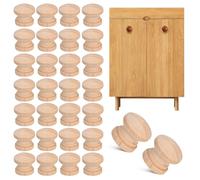 jojofuny 100pcs Unfinished Round Wood Door Knobs Mushroom Shape Cabinet Pulls Mini Wood Knobs for Dresser Drawers Cupboard Wardrobe Furniture Handles