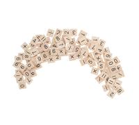 jojofuny 100pcs Wooden Number Tiles for Math Practice DIY Crafts Educational Counting Blocks with Symbols Math Signs for Early Learning and Creative Spelling Activities