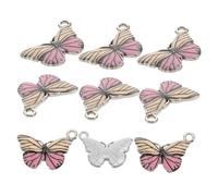 jojofuny 10pcs Alloy Butterfly Charms for Jewelry Making Versatile Keychain and Necklace Pendants Skin-friendly DIY Craft Supplies White Pink Color for Bracelet and Accessory Design
