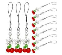 jojofuny 10pcs Cherry Phone Lanyard Chain - Decorative Cellphone Charm with Bowknot Cute Mobile Phone Pendant for Parties Festival and Daily Use
