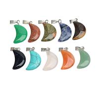 jojofuny 10pcs Crescent-shaped Pendant Natural Charm Pendants Moon Pendant Natural Stone Charm Pendants Moon Necklace Charm Necklace Crescent Moon Shaped Charm Random Color