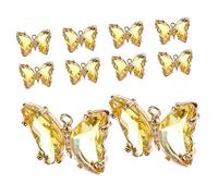 jojofuny 10pcs Crystal Glass Butterfly Charms for DIY Jewelry Making Yellow Butterfly Pendants for Earrings Necklaces Bracelets Lightweight Party Supply Accessories