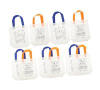 jojofuny 10Pcs DIY Graffiti Non Woven Tote Bags Reusable Coloring Goodie Bags for Parties and Includes Whale Deer Bird Sunflower Designs